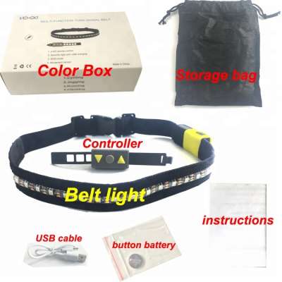 Colorful Outdoor Sports Running Waist lighting, Rechargeable Waterproof Safety lights for night riding